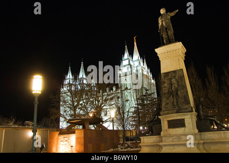 USA, Utah, Salt Lake City. Mormonen Theater Denkmal zu Ehren von Brigham Young und Pioniere Stockfoto