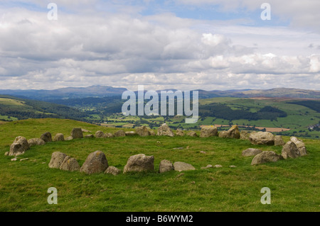 Denbighshire, Wales Llandrillo. MOEL Ty Uchaf ein Steinkreis am Rande des Gebirges Berwyn steht Stockfoto