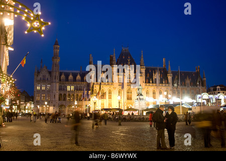 Christmas Market Markt Brügge Belgien Stockfoto