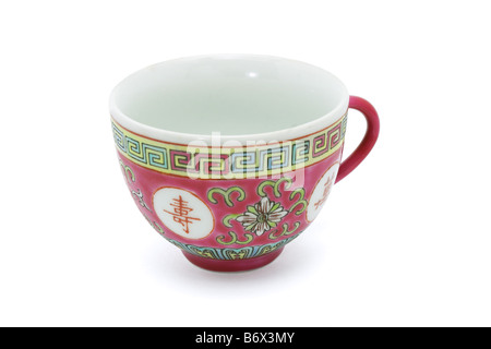 Chinesischer roter Teetasse auf weißem Hintergrund Stockfoto
