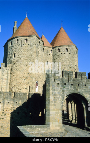 Porte Narbonaise, Carcassonne, Aude, Frankreich Stockfoto