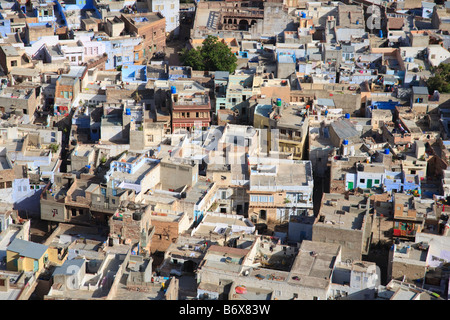 Jodhpur Häuser in der Blue City von Mehrangarh Fort, Rajasthan Stockfoto