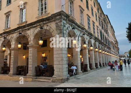 Liston Arcade Spianada Promenade Korfu-Stadt Stockfoto