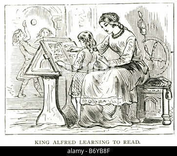 König Alfred, Alfred der große, auch buchstabiert Ælfred, lesen zu lernen war König des südlichen angelsächsischen Königreich Wessex aus Stockfoto