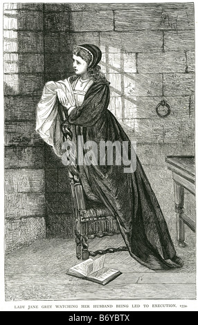 Lady Jane Grey beobachtete ihren Mann zur Ausführung 1554 Königin England Kläger Königreich de facto Monarch ausgeführt Stockfoto