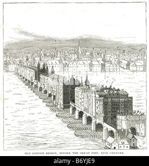 alten London Bridge vor dem großen Brand 17. Jahrhunderts William Rufus nationale klösterlichen Gilde Stockfoto