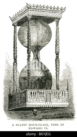 eine Kanzel Sanduhr Zeit von Edward VI Sanduhr sand Timer Eieruhr Messung zwei Glaskolben Stockfoto