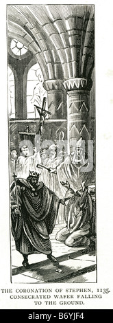 die Krönung von Stephen 1135 geweihte Hostie auf den Boden fallen, 1096 – 25 Oktober 1154 Stockfoto