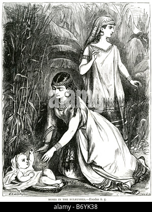 Binsen Exodus Baby Mutter Körbchen Moses ist ein biblisches Hebräisch religiöser Führer, Gesetzgeber und Propheten, denen der Autor Stockfoto