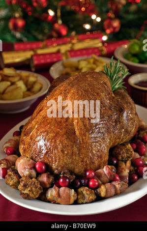 Weihnachtsessen Truthahn essen Stockfoto