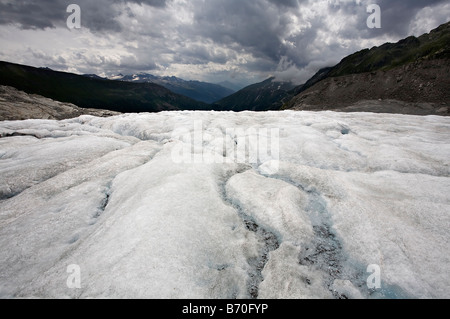 Blick ins Rhonetal von Rhnegletscher, Schweiz Stockfoto