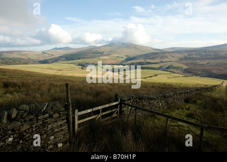 Snaefell Berg in der Ferne mit Druidale im Vordergrund auf der Isle of man eine kleine Insel in der Irischen See Stockfoto
