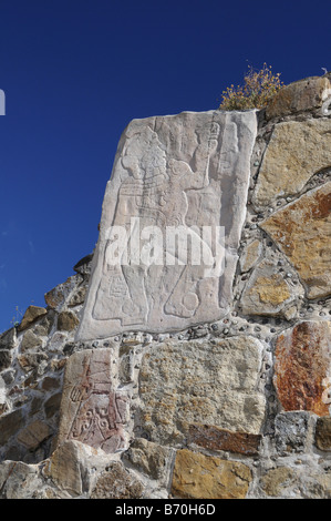 Schnitzen von Krieger, alte Stadt von Monte Alban, Mexiko Stockfoto