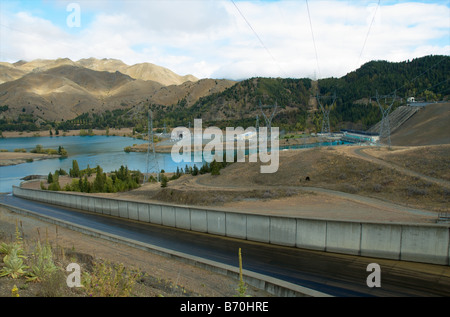 Benmore Dam Hochwasserentlastung, North Otago, Neuseeland Stockfoto