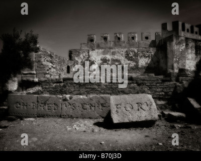 Die Burg von Sagunto. Hauptplatz wurden, dass das Forum Romanum der Stadt platziert wurde. Sagunto. Comunidad Valenciana. Spanien Stockfoto