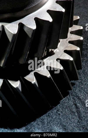 Artistic Nahaufnahme von Metall Zahnräder aus einem Kfz-Motor Stockfoto