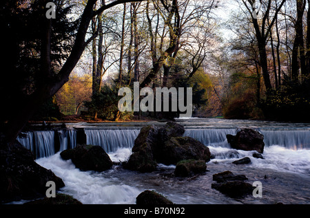 ein Arm aus der Isar fließt durch den englischen Garten München Stockfoto