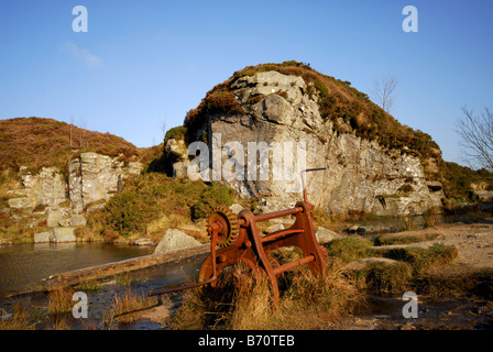 Bestandteil der Templer-Art ist eine markierte gehen nach stillgelegten Straßenbahn von Haytor Steinbruch auf Dartmoor Stockfoto