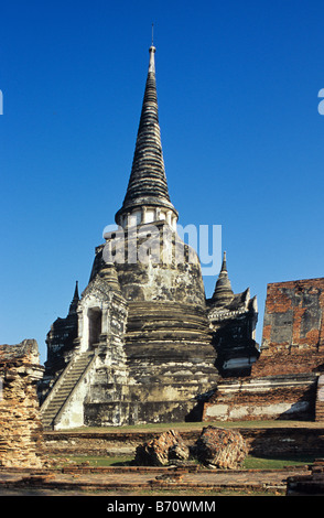 Main Tower oder Prang im Wat Phra Si Sanphet buddhistische Tempel, Ayuthaya historischen Park, Thailand Stockfoto