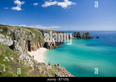 Treen Klippen in der Nähe von Porthcurno, Logan Rock, West Cornwall Stockfoto