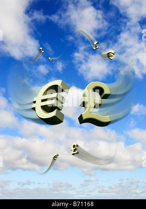Euro gegenüber Pfund Sterling Konvergenz Konzept - digital composite Stockfoto