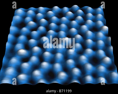 Silizium-Atome aus einem Siliziumchip abgebildet mit einem Rastertunnelmikroskop Stockfoto