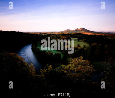 Blick auf die Eildon Hills (Scotts View), Scottish Borders.  Schottland. Stockfoto