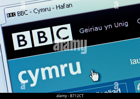 Makro-Screenshot der Website von BBC Cymru - service der BBC die walisische Sprache (nur zur redaktionellen Verwendung) Stockfoto