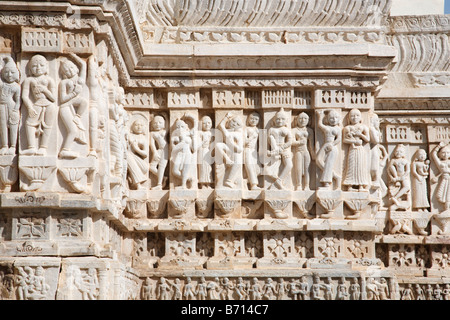 Exterieur Detail des Jagdish Tempel, Udaipur, Rajasthan, Indien Stockfoto