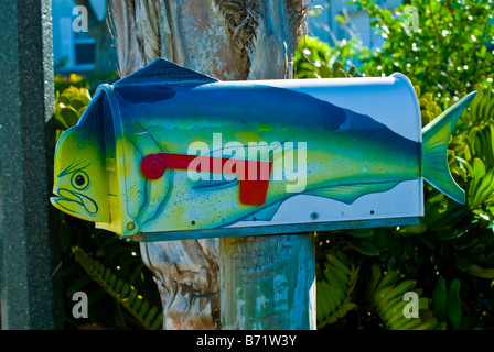 Palm Beach Shores, schrulligen bizarre amüsante Mail oder Briefkästen, dekoriert als exotische Edelfische Stockfoto