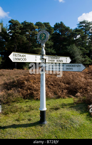 Wegweiser in der New Forest Nationalpark, Hampshire, England, UK Stockfoto