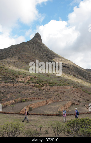 Fuß unterhalb des Roque de Imoque in Arona mit Tabaiba Strauch im Vordergrund Teneriffa-Kanarische Inseln-Spanien Stockfoto