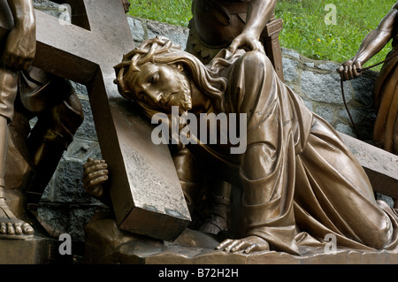 Jesus auf dem Boden von einem römischen Soldaten aus den Kreuzweg gepeitscht Stockfoto