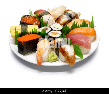 Sushi Auswahl Platte Stockfoto