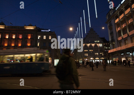 Parade-Platz bei Nacht mit Weihnachten Beleuchtung Zürich Schweiz Stockfoto