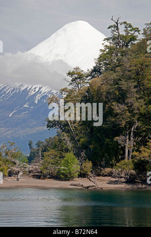 Vulkan Osorno betrachtet aus Lago Petrohue Stockfoto