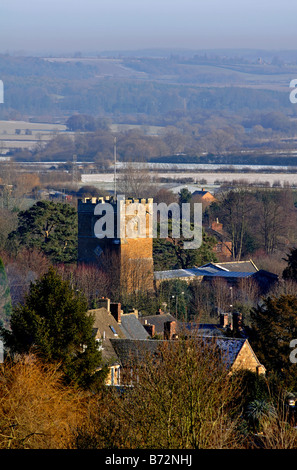 Blick über Ilmington Dorf im Winter, Warwickshire, England, UK Stockfoto