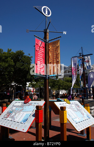 Informationskarte im Marktplatz V & A Waterfront Kapstadt Südafrika Stockfoto