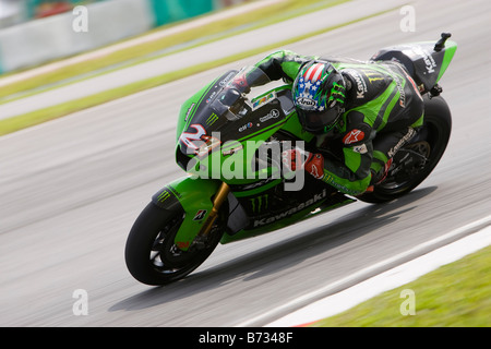 2008 American John Hopkins von Kawasaki Racing Team 2008 Polini Malaysian Motorrad-Grand-Prix Strecke in Sepang Malaysia Stockfoto