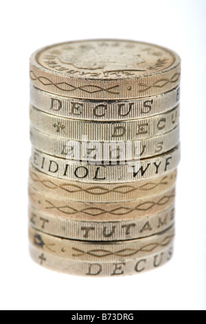 Stapel der alten ein Pfund Sterling Münzen Stockfoto