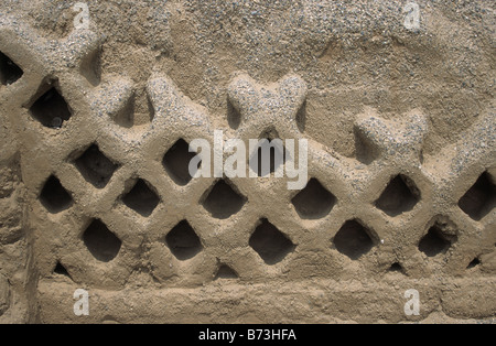 Adobe Angeln net Wände im Tempel Teil Tschudi Palast, Chan Chan, in der Nähe von Trujillo, Peru Stockfoto