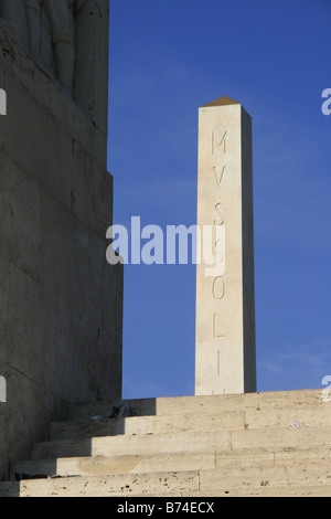 Mussolini-Obelisk-Denkmal an der Foro Italico in Rom Stockfoto