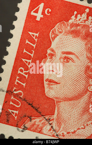 Australien Australien 4c 4 Cent Briefmarke mit Königin Elizabeth II 2. aus den 1960er Jahren der sechziger Jahre Stockfoto