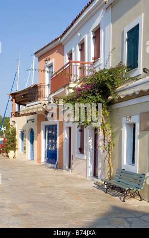 Hafen von Fiskardo, Kefalonia, Griechenland, Europa Stockfoto