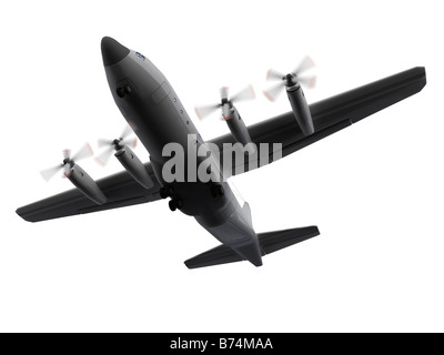 isolierte Militärflugzeug auf weißem Hintergrund Stockfoto