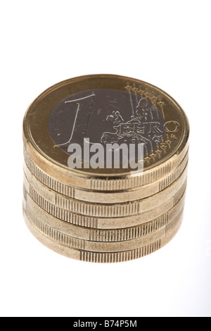 Stapel von ein-Euro-Münzen Stockfoto