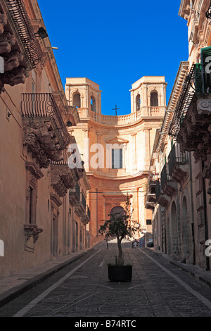 Montevergine Kirche und Palazzo Nicolaci di Villadorata, Noto, Sizilien Stockfoto