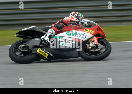 250er-italienischen Marco Simoncelli der Metis Gilera 2008 Polini Malaysian Motorrad-Grand-Prix Strecke in Sepang Malaysia Stockfoto