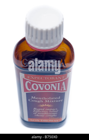 Flasche Covonia Menthol Husten Mischung Stockfoto