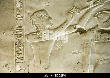 Relief aus Heiligtum innerhalb der Tempel von Sethos arbeite ich bei Abydos, Niltal Ägyptens Stockfoto